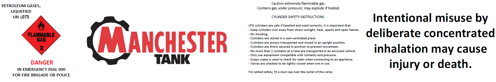 Compliant gas cylinder label - Manchester