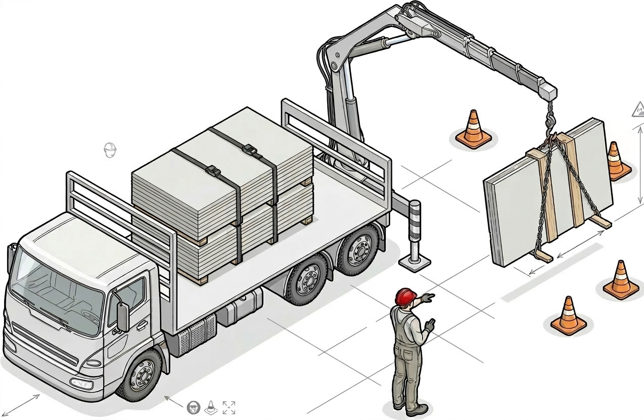 crane, forklift or other suitable plant
