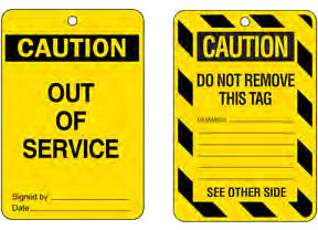 Example of an ‘Out of Service’ tag